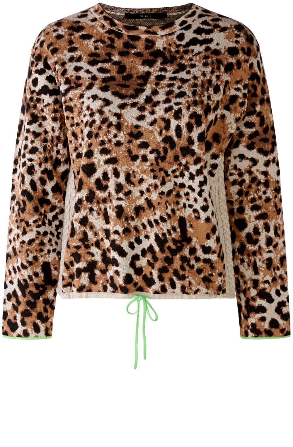 Leo Print Jumper with Vibrant Green Drawstring