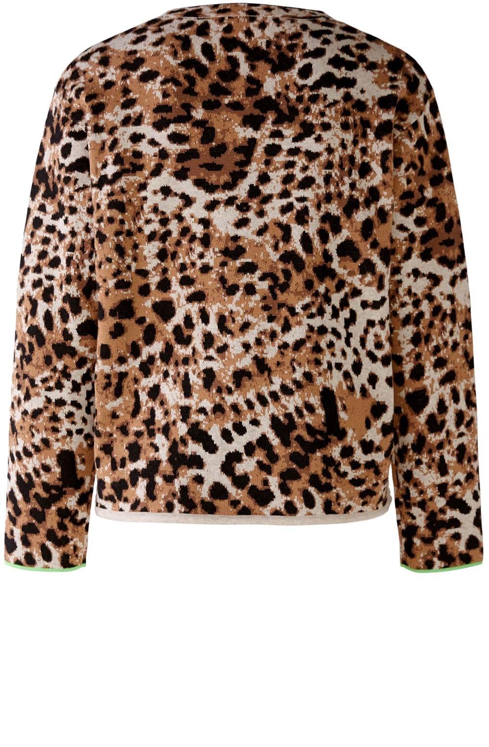 Leo Print Jumper with Vibrant Green Drawstring