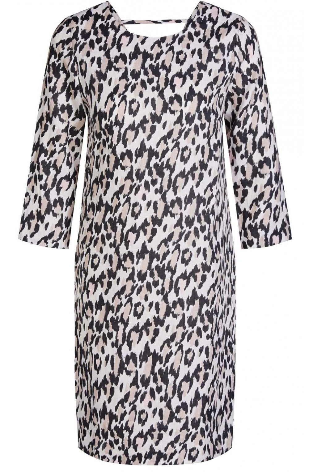 Leopard Print Linen Shift Dress