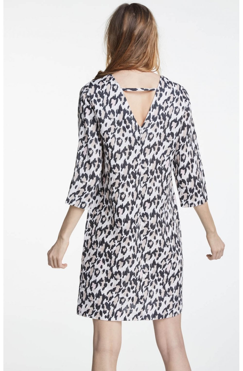 Leopard Print Linen Shift Dress