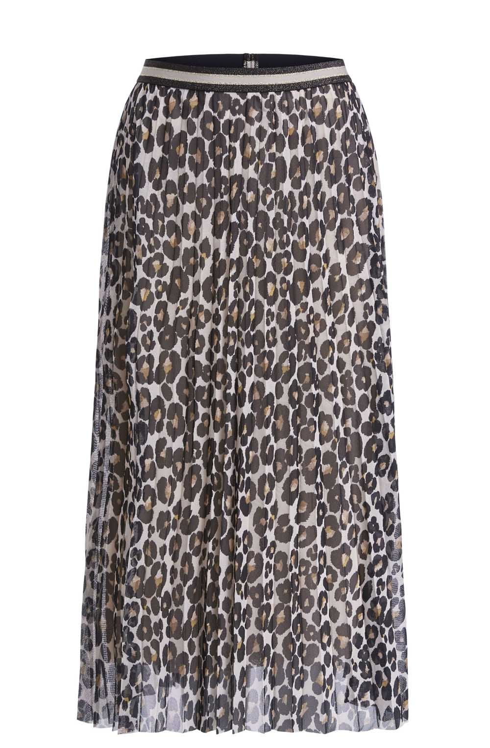 Leopard Print Pleated Skirt