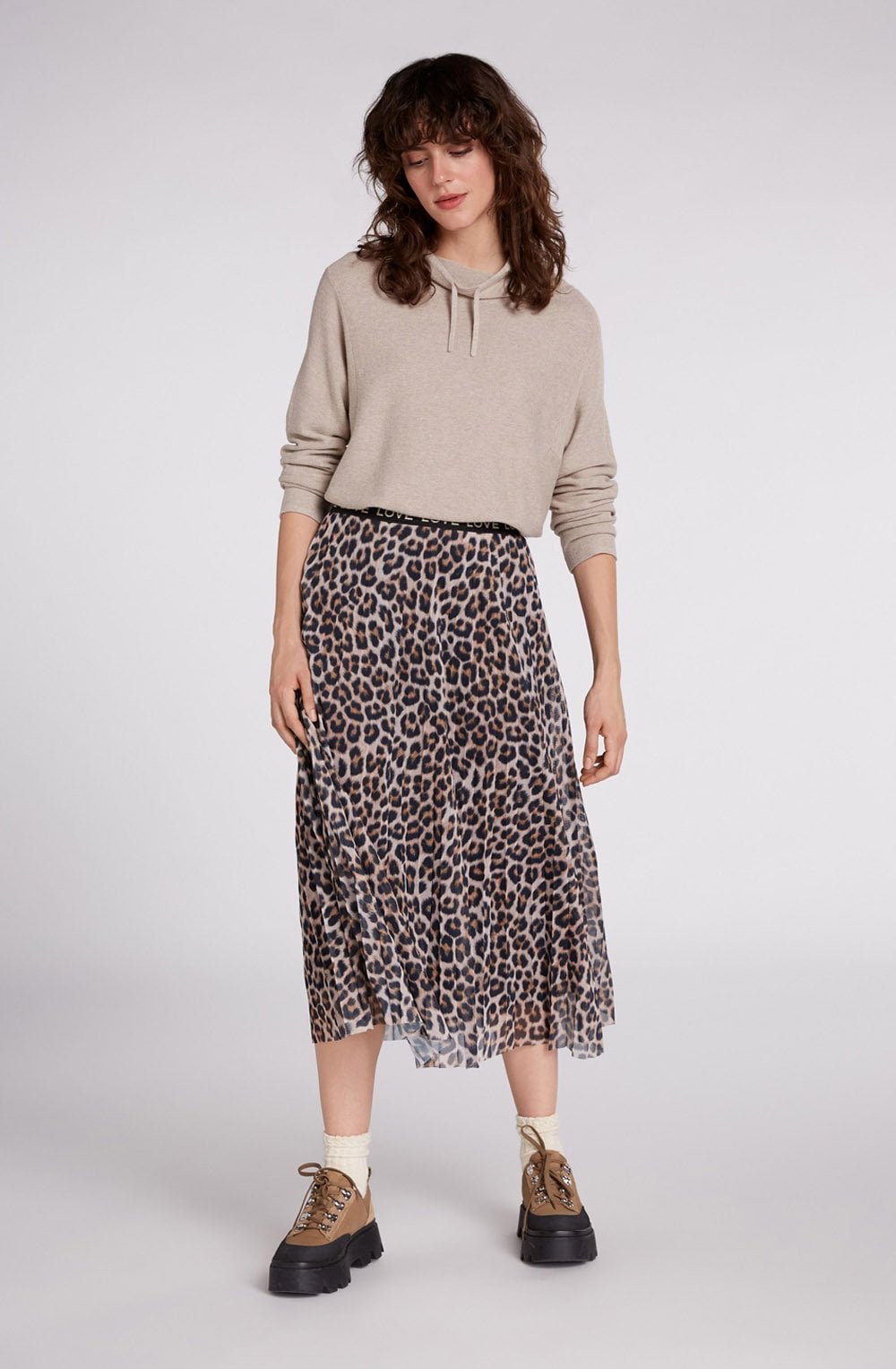 Leopard Print Pleated Skirt