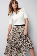 Leopard Print Pleated Skirt
