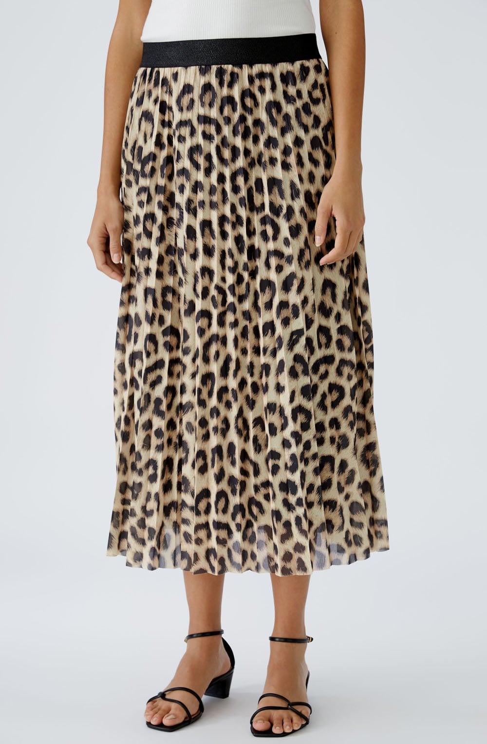 Leopard Print Pleated Skirt