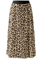 Leopard Print Pleated Skirt