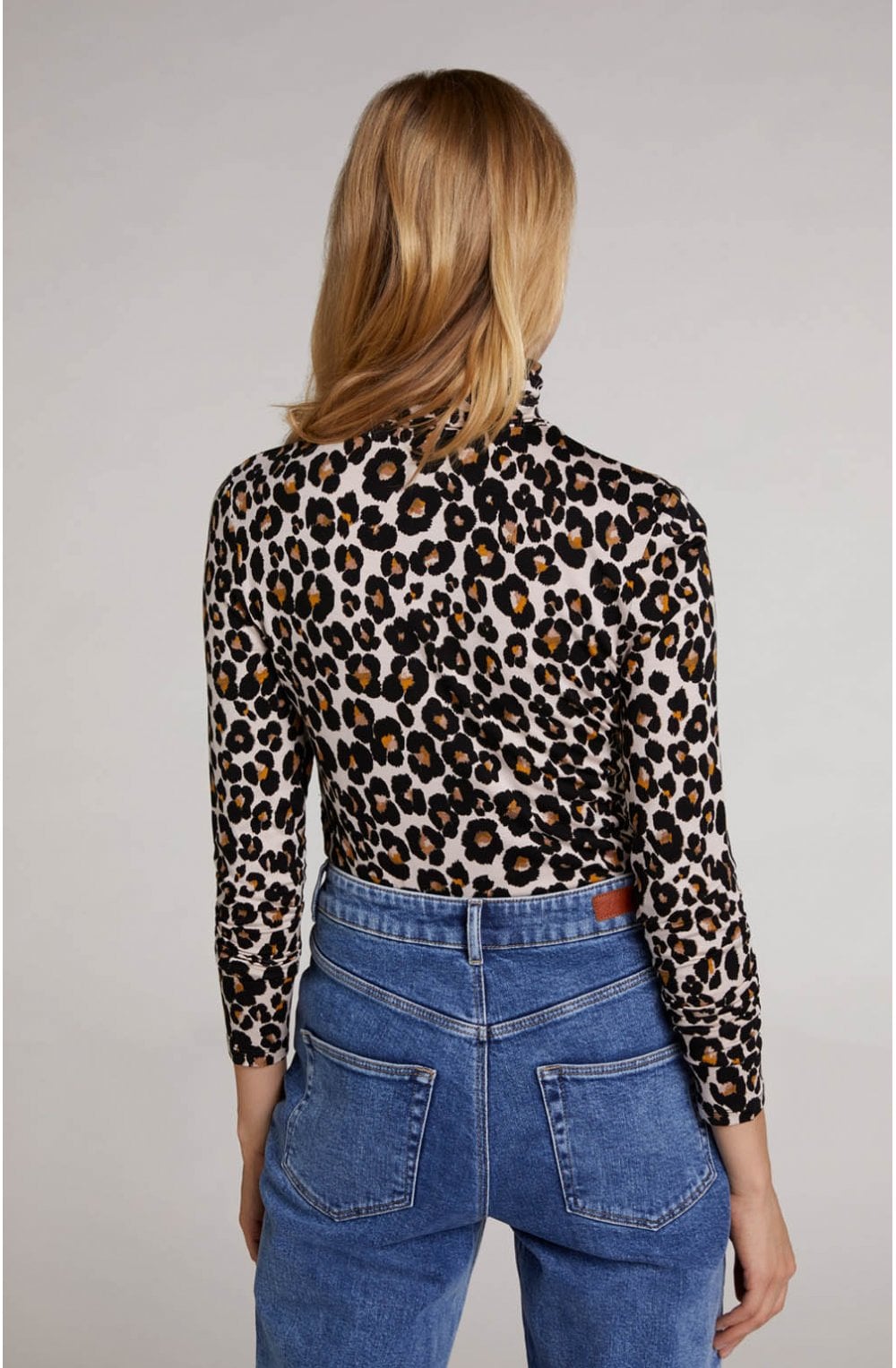 Leopard Print Polo Neck Top