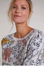 Leopard Rhinestone Detailed Jumper