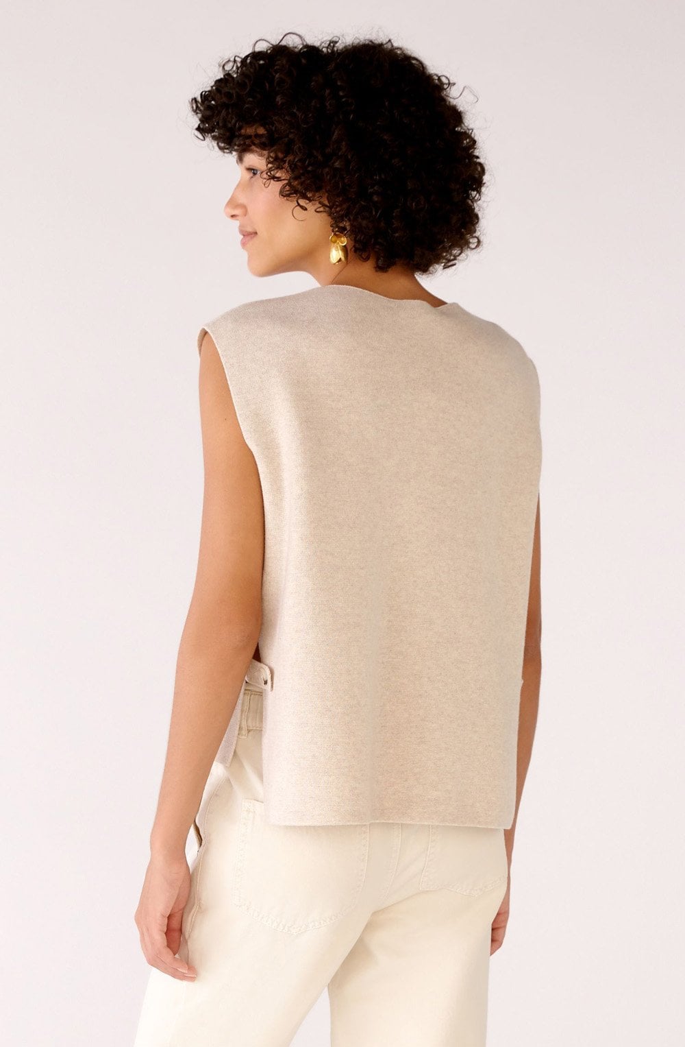Light Beige Button Detail Slip Over