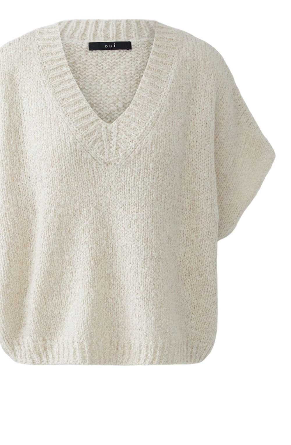 Light Beige Chunky Knit Poncho Style Slipover