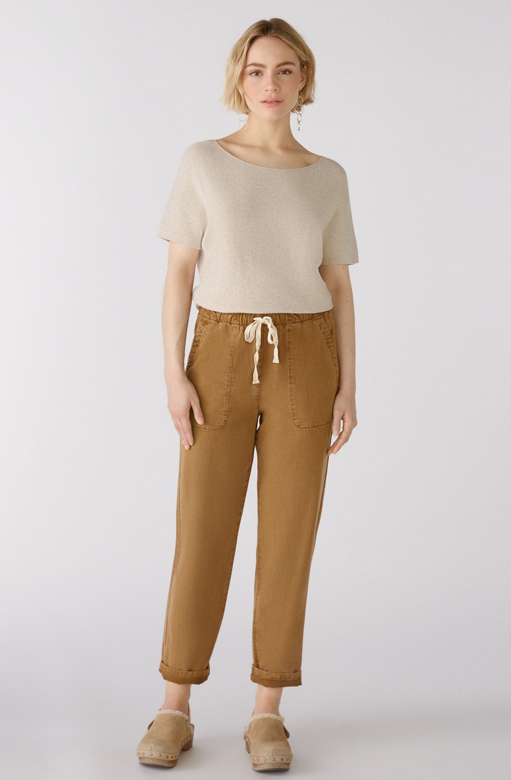 Light Beige Fine Knit Cropped Box Sweater