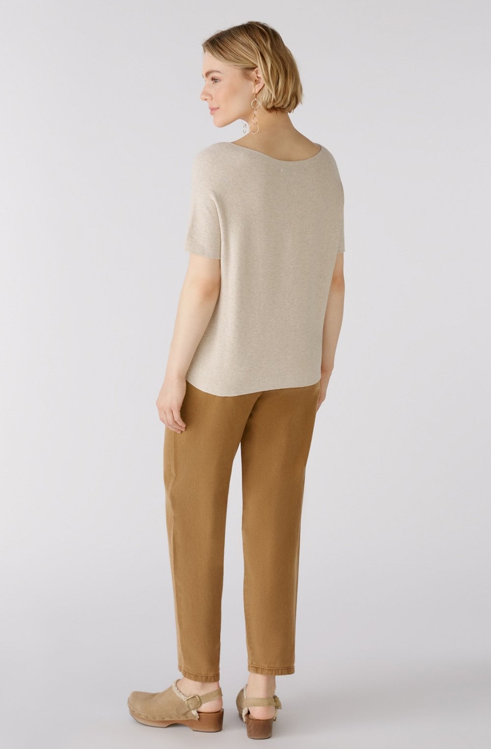 Light Beige Fine Knit Cropped Box Sweater