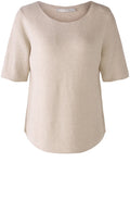 Light Beige Fine Knit Short Sleeved Sweater