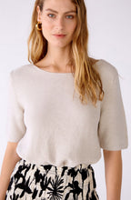 Light Beige Fine Knit Short Sleeved Sweater