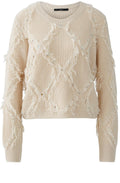Light Beige Fringed Diamond Jumper