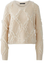 Light Beige Fringed Diamond Jumper