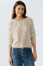 Light Beige Fringed Diamond Jumper