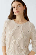 Light Beige Fringed Diamond Jumper