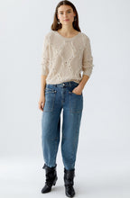 Light Beige Fringed Diamond Jumper