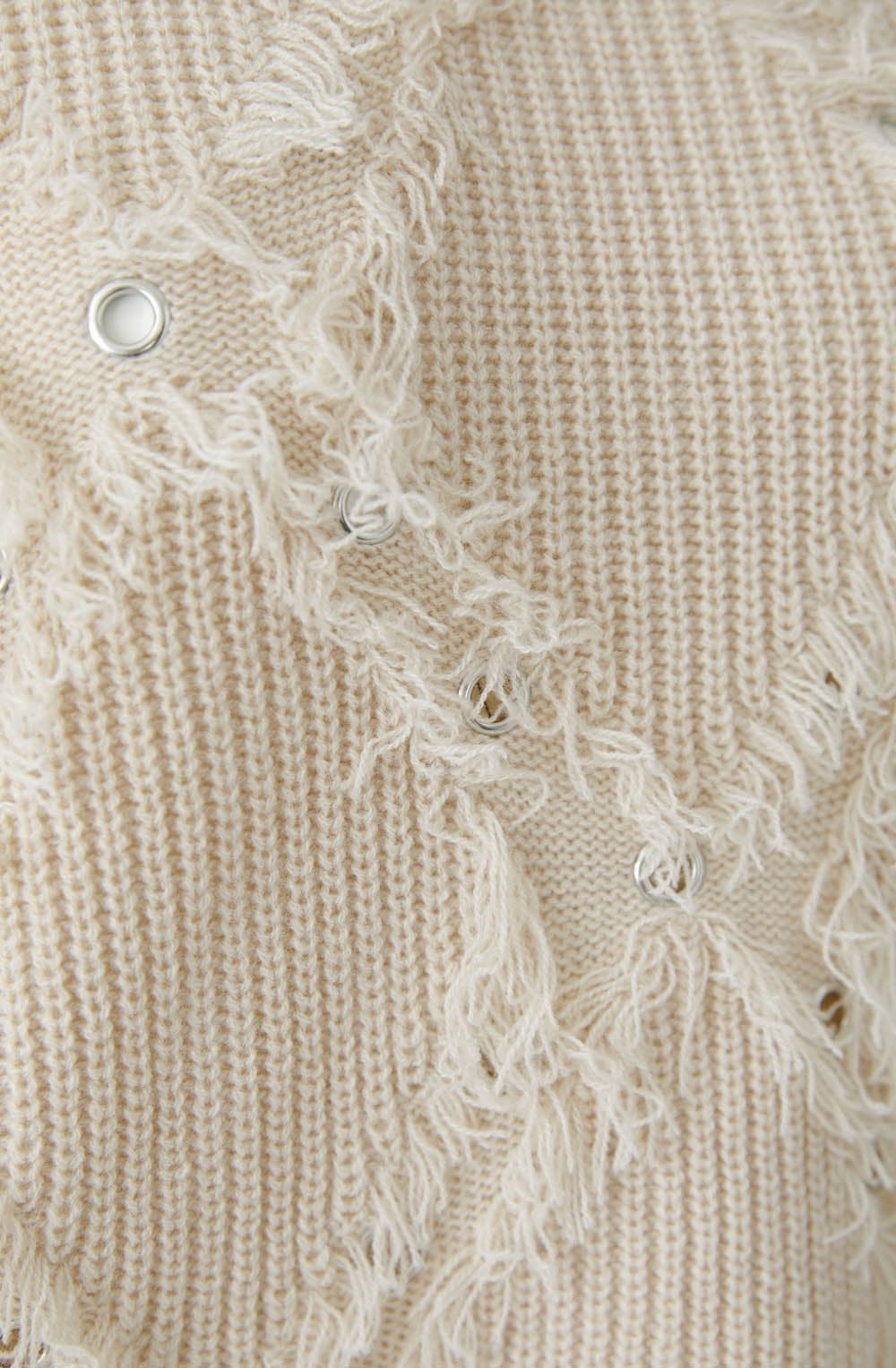 Light Beige Fringed Diamond Jumper