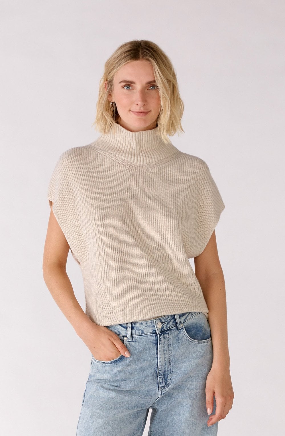 Light Beige High Neck Slip Over