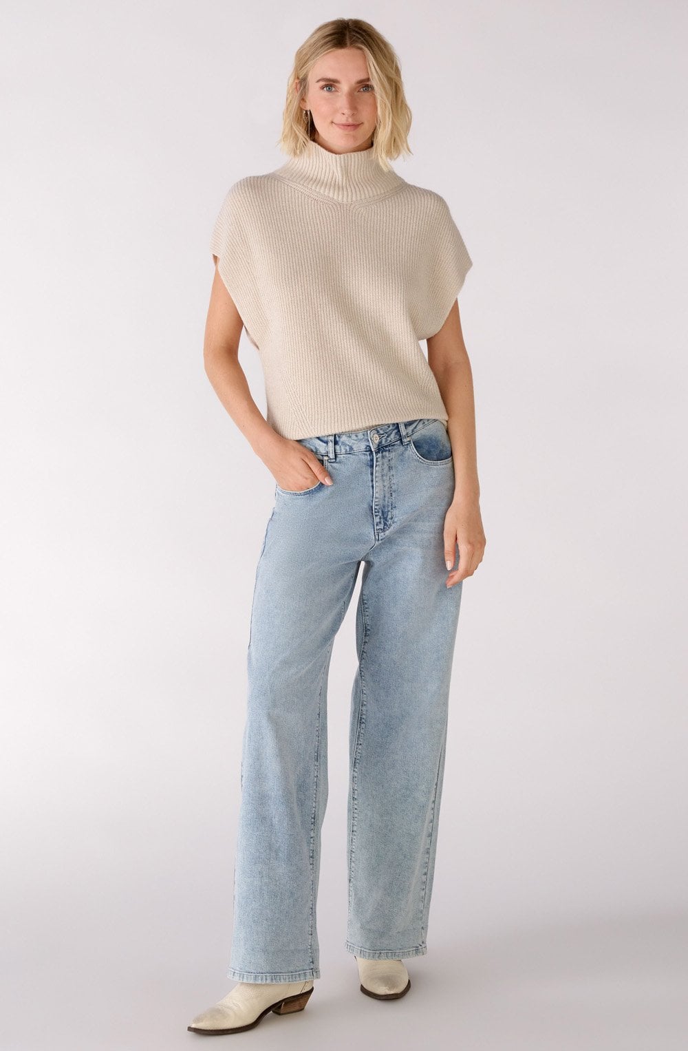 Light Beige High Neck Slip Over