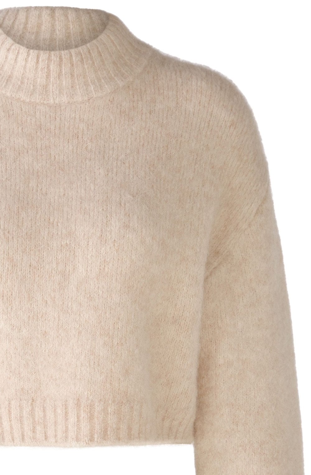 Light Beige Melange Cropped Alpaca Mix Jumper