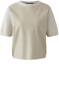 Light Beige Melange Faux Leather Jumper