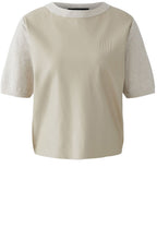 Light Beige Melange Faux Leather Jumper