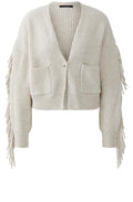 Light Beige Melange Fringed Cardigan