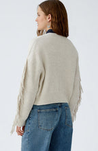 Light Beige Melange Fringed Cardigan