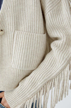 Light Beige Melange Fringed Cardigan
