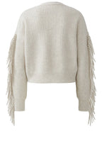 Light Beige Melange Fringed Cardigan