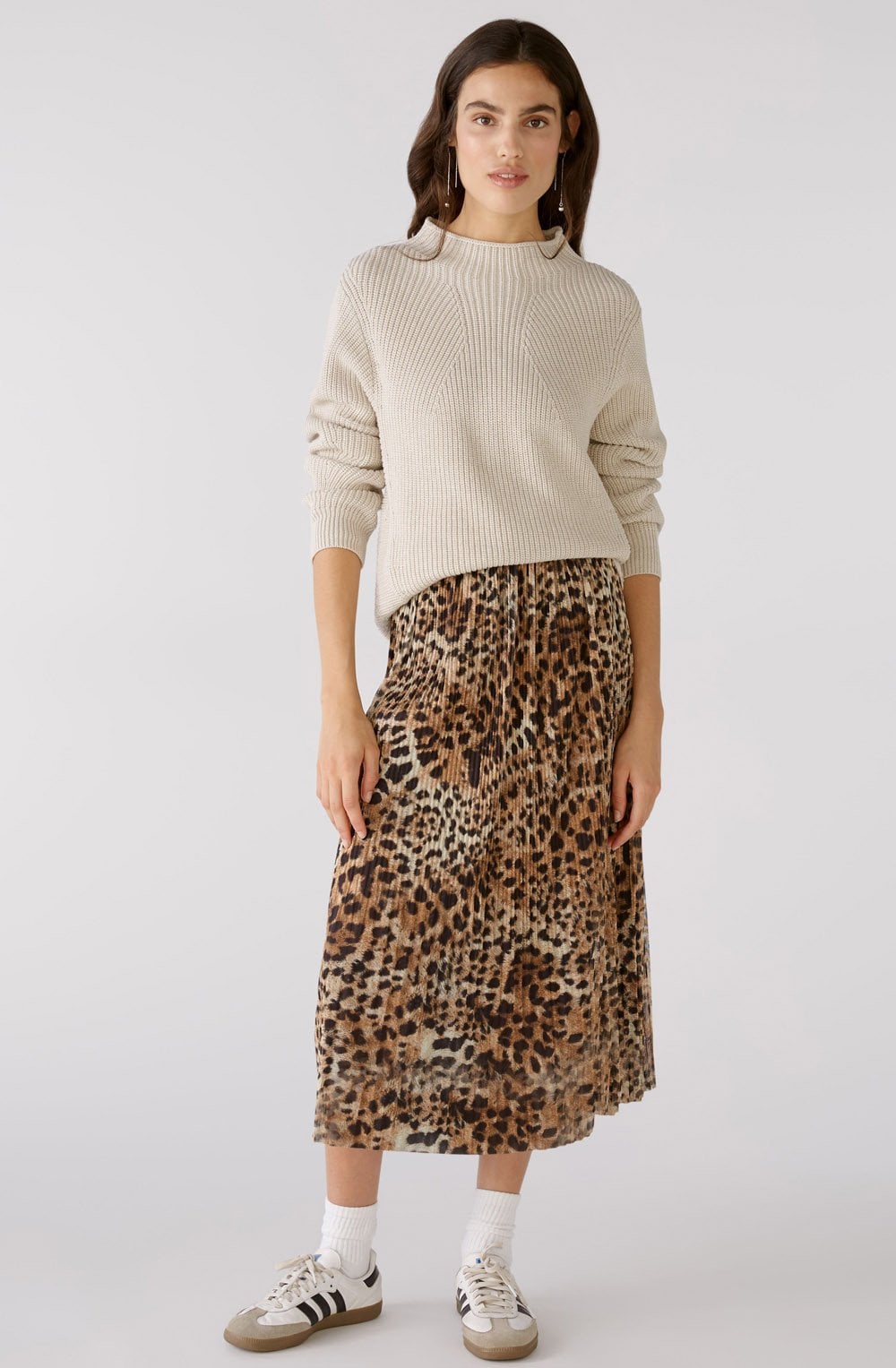 Light Beige Melange Geometric Knit Jumper