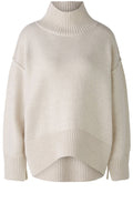 Light Beige Melange High Neck Oversized Jumper