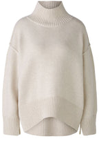 Light Beige Melange High Neck Oversized Jumper