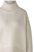 Light Beige Melange High Neck Oversized Jumper