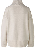 Light Beige Melange High Neck Oversized Jumper
