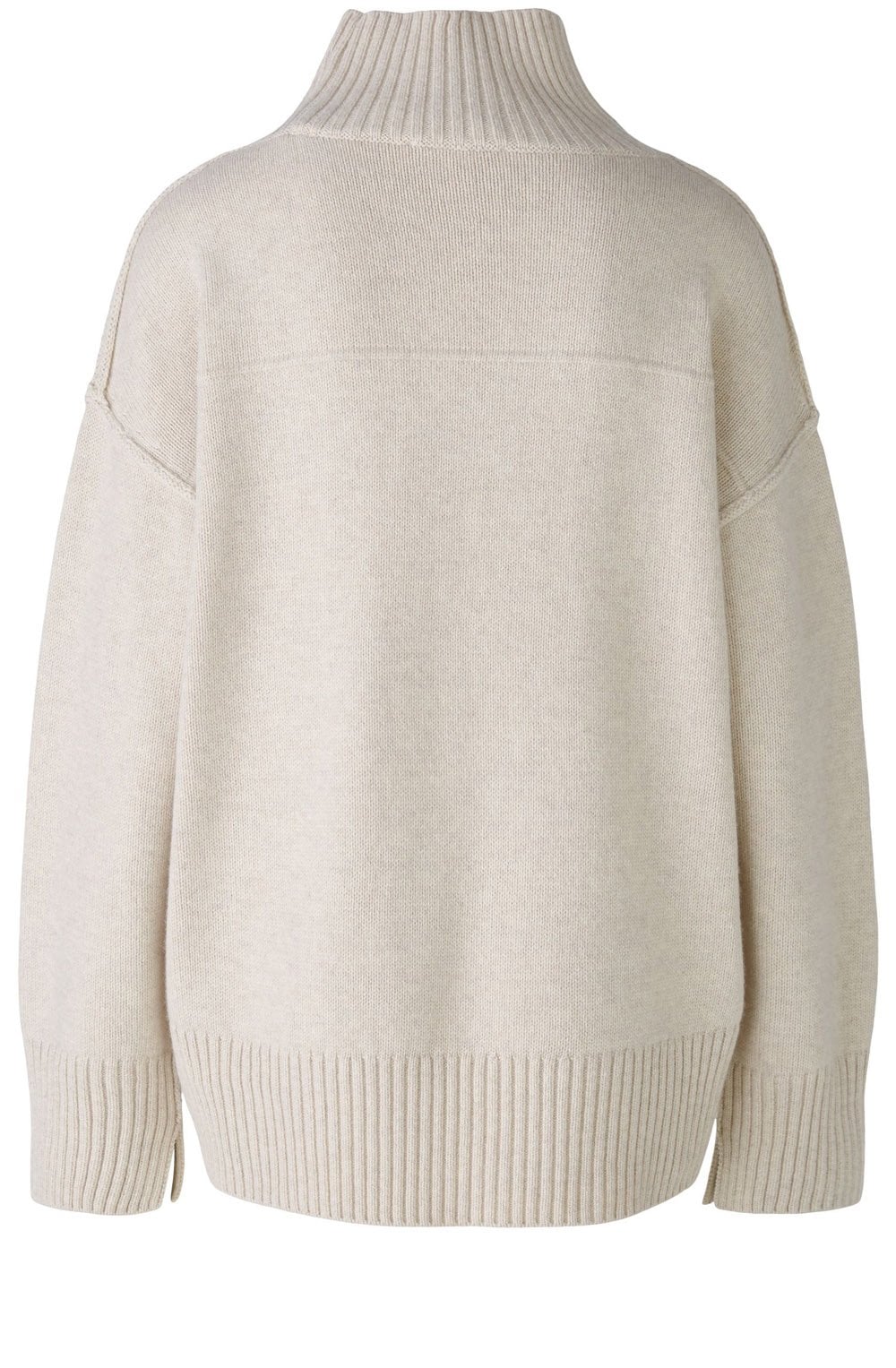 Light Beige Melange High Neck Oversized Jumper