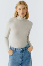 Light Beige Melange Jersey Turtle Neck Top