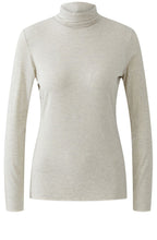 Light Beige Melange Jersey Turtle Neck Top