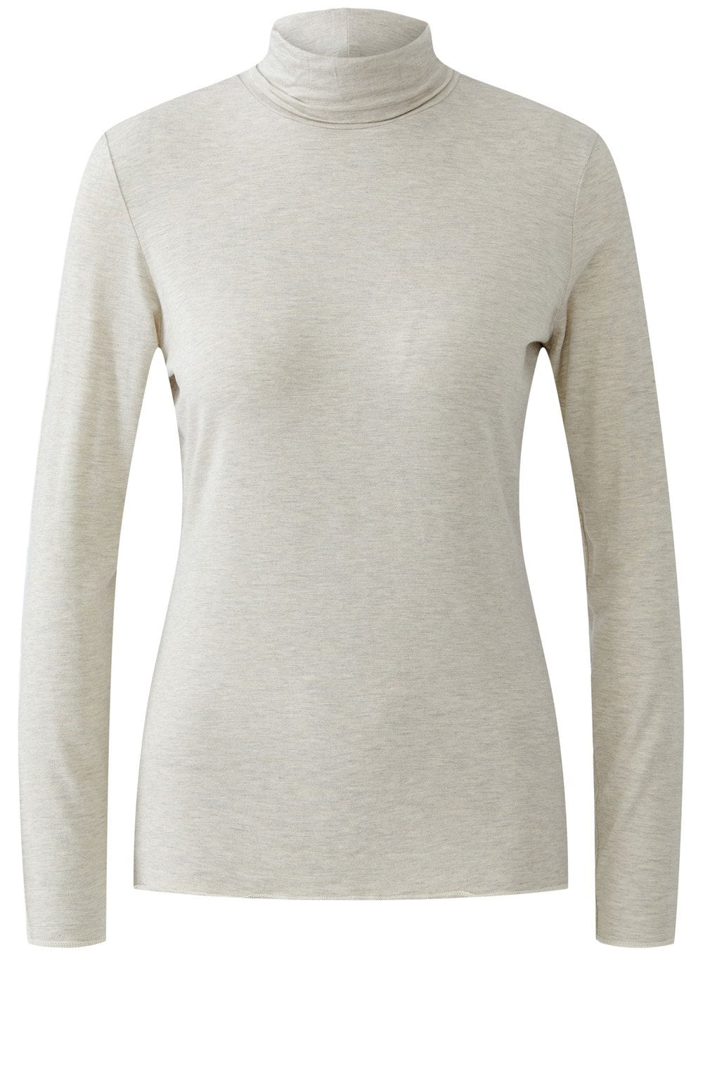 Light Beige Melange Jersey Turtle Neck Top