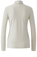 Light Beige Melange Jersey Turtle Neck Top