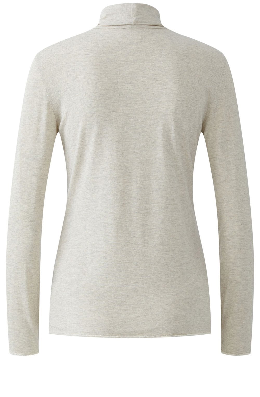 Light Beige Melange Jersey Turtle Neck Top