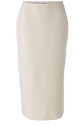 Light Beige Melange Knitted Midi Skirt