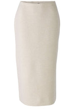 Light Beige Melange Knitted Midi Skirt