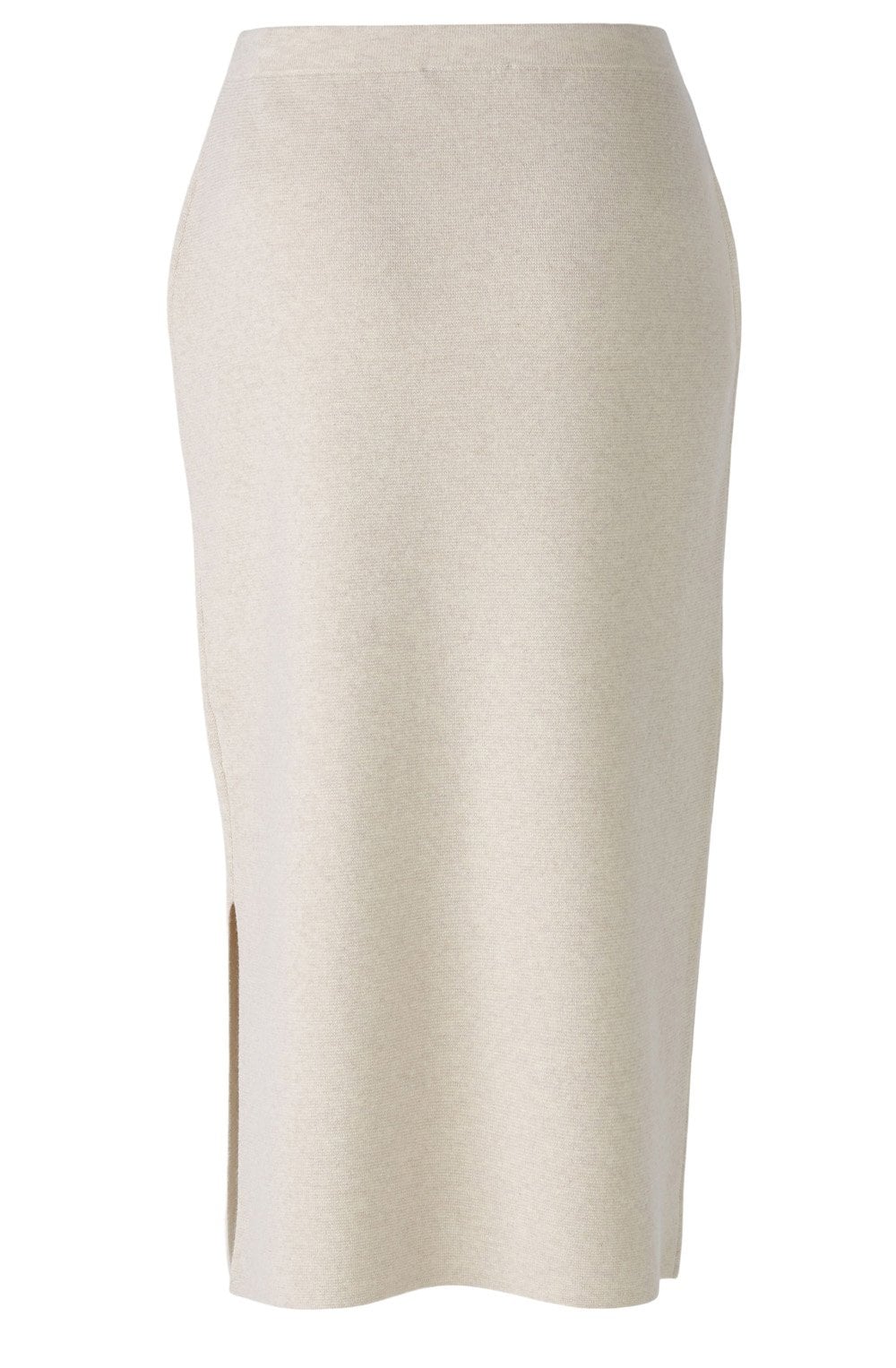 Light Beige Melange Knitted Midi Skirt