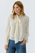 Light Beige Melange Loose Knit Wasitcoat