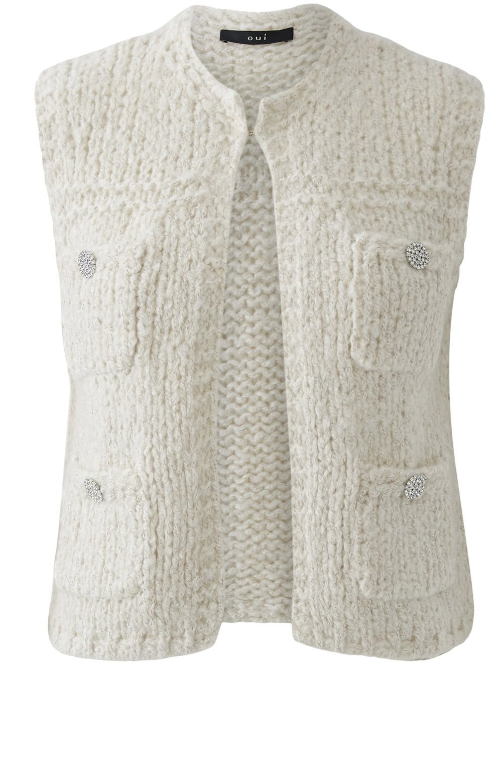 Light Beige Melange Loose Knit Wasitcoat