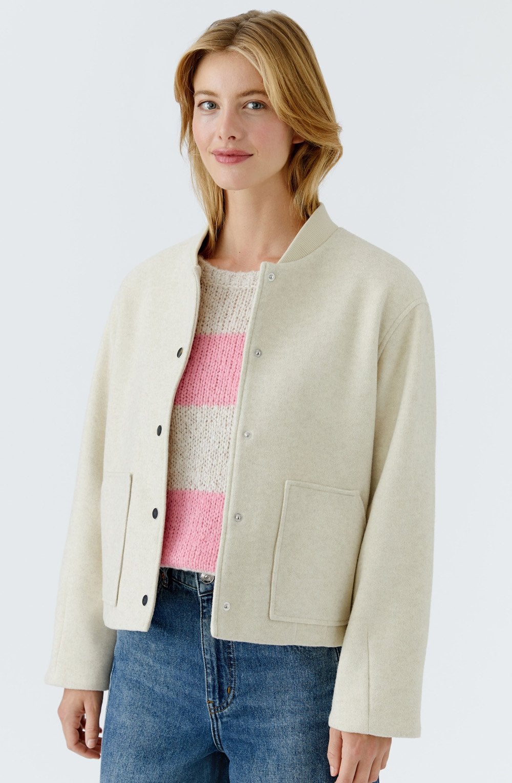 Light Beige Melange Wool Effect Jacket