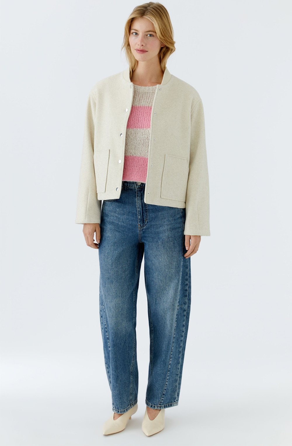 Light Beige Melange Wool Effect Jacket